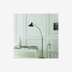 Charlton Floor Lamp, Black And Hand-Rubbed Antique Brass -Andrew Martin 217054 charlton lifestyle