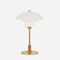 Whitman Desk Lamp, Hand-Rubbed Antique Brass / White Glass Shade