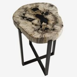 Peter Disk Lamp Table -Andrew Martin 235819 petrified wood lamp table top detail st0199
