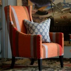 Sprig Denim Fabric -Andrew Martin 257198 saharan skies paint pluto chair in es cavalet 3 sprig denim cushion
