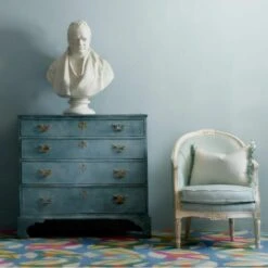 Pollen Turquoise Fabric -Andrew Martin 257342 antique tub chairs in pollen turquoise with cushions in picket turquoise with desert island sea trim lily pad spring rug