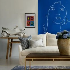 Sprig Denim Cushion -Andrew Martin 257422 polar bear paint sefton sofa in bomore ivory sprig denim picket denim with desert island trim cushions breuer coffee table