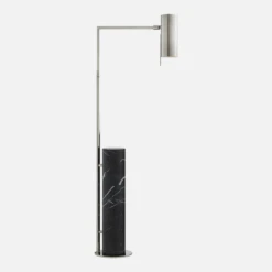 Alma Floor Lamp, Polished Nickel And Black Marble