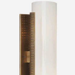 Precision Wall Light, Antique-Burnished Brass -Andrew Martin 259468 precision wall light in antique burnished brass with white glass