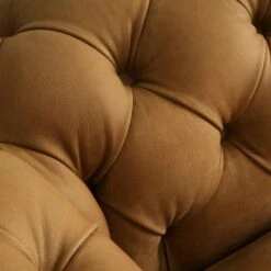 Gainsborough Sofa, Camel Leather -Andrew Martin 260710 gainsborough sofa buttoning detail 2