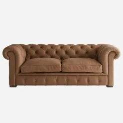Gainsborough Sofa, Camel Leather -Andrew Martin 260720 gainsborough sofa front