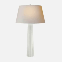 Fluted Spire Table Lamp, Plaster White