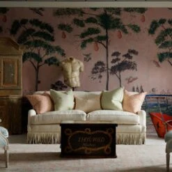 Picket Orange/Island Trim Cushion -Andrew Martin 308661 mythical land clara sofa in paraggi string with suffolk fringe pollen leaf maze orange and picket orange with desert island sunset trim cushions