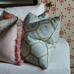 Pergola Duck Egg Cushion -Andrew Martin 308970 pergola duck egg ramble ivory wild wood duck egg picket pink island trim cushions