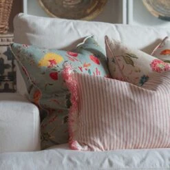 Picket Pink/Island Trim Cushion -Andrew Martin 309785 wild wood duck egg wild wood ivory picket pink island trim cushions
