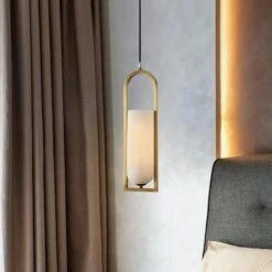 Melange Pendant Light -Andrew Martin 328841 melange small elongated pendant in brass life
