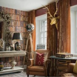 Library Wallpaper - Multi Wallpaper -Andrew Martin 339741 watermarked2 web 17 031 livingroom mid zac and zac