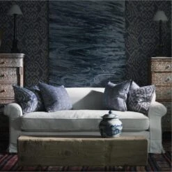 Sunflower Denim Cushion -Andrew Martin 346229 burford sofa otter denim sunflower denim lifestyle edit