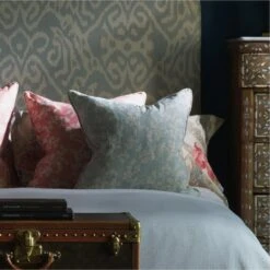 Vine Duck Egg Cushion -Andrew Martin 346248 chloe headboard otter duck egg vine duck egg vine coral peony sea coral