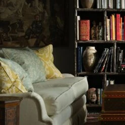 Vine Duck Egg Cushion -Andrew Martin 346345 peony summer sky otter barley vine duck egg lifestyle