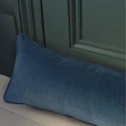 Medici Indigo Draught Excluder Cushion -Andrew Martin 353021 medici indigo draught excluder wool lifestyle sml