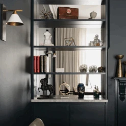 Cleo Wall Light -Andrew Martin 353889 cleo sconce in bronze and antique burnished brass with matte white shade life 3