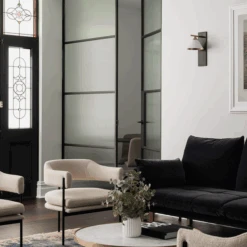 Cleo Wall Light -Andrew Martin 353900 cleo sconce in bronze and antique burnished brass with matte white shade life 5